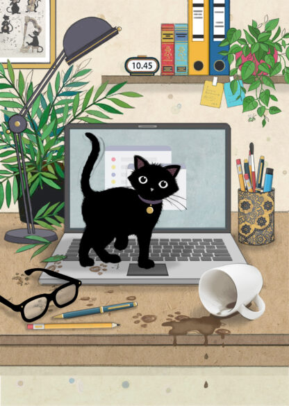 Laptop Kitty Greeting Card