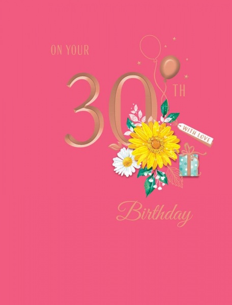Yellow Daisy 30th Birthday Card
