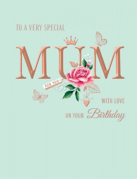 Pink Rose Mum Birthday Card