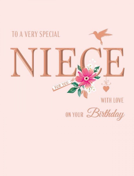 Pink Flower Niece Birthday Card