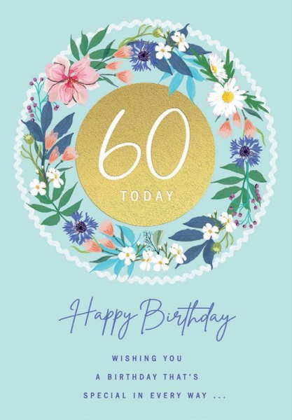 Circle Of Flowers 60th Birthday Card