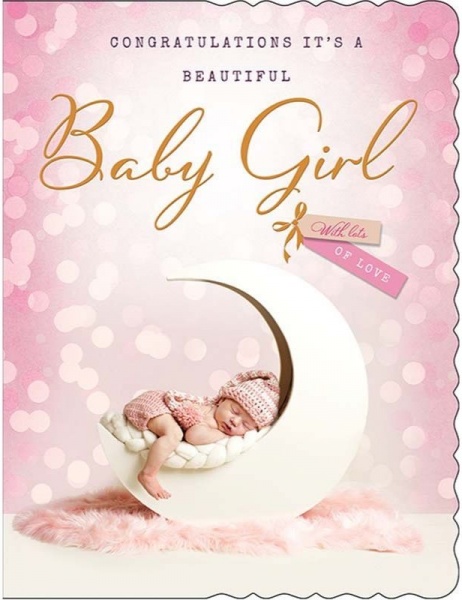 Baby Moon New Baby Girl Card