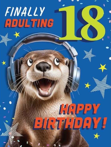 Music Otter 18th Birthday Card