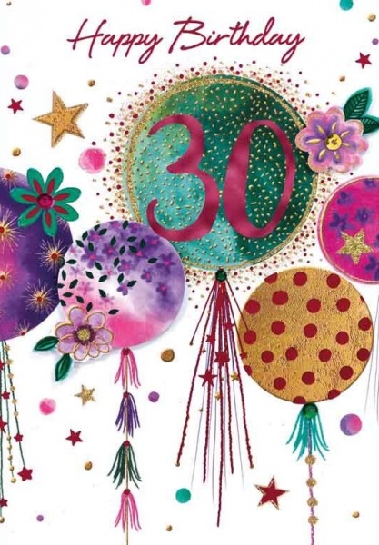 Floral Balloons 30th Birthday Card