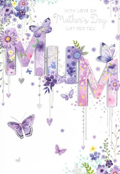 Lilac Butterflies Mum Mother's Day Card