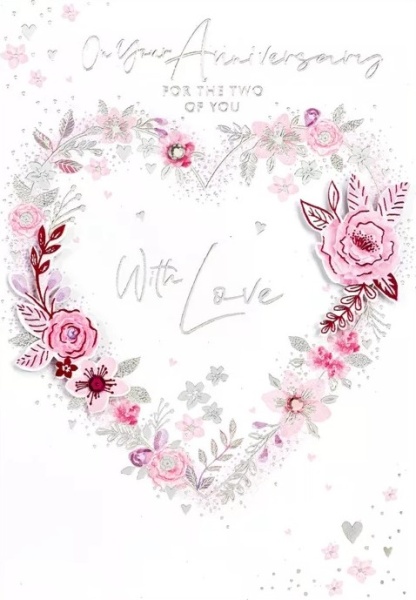 Pink Floral Heart Your Anniversary Card