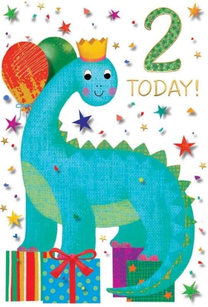 Birthday Dinosaur 2nd Birthday Card