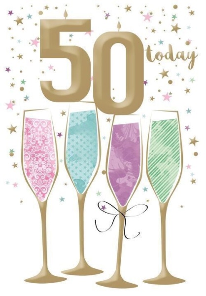 Champagne Glasses 50th Birthday Card