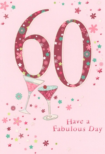 Pink Drinks 60th Birthday Card