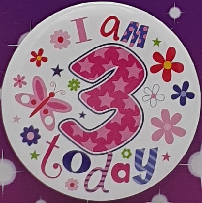 Pink Flowers 3rd Birthday Badge