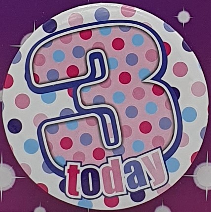 Pink Spots 3rd Birthday Badge