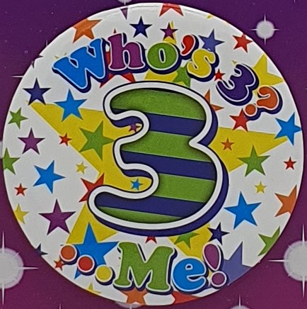 Who's 3 Birthday Badge