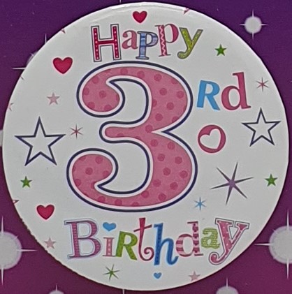 Pink Happy 3rd Birthday Badge