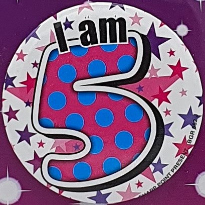 Pink Stars 5th Birthday Badge