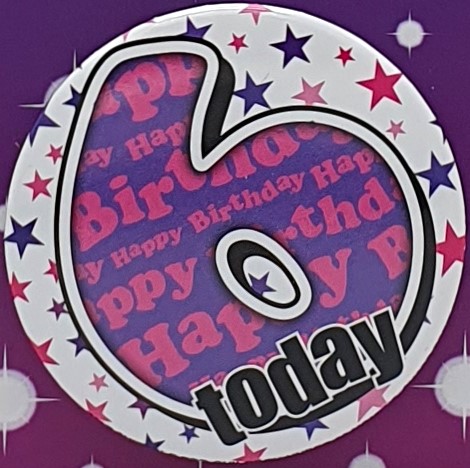 Pink Stars 6th Birthday Badge