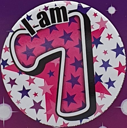 Pink Stars 7th Birthday Badge