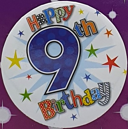 Blue Happy 9th Birthday Badge