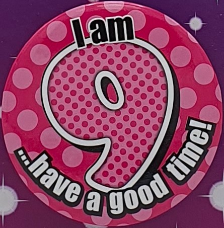 Pink Spots 9th Birthday Badge