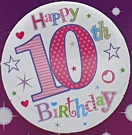 Pink Happy 10th Birthday Badge