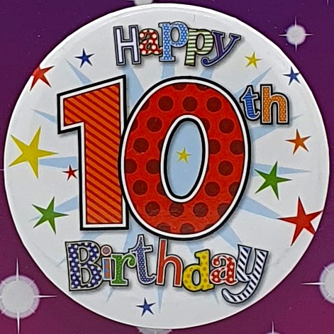 Blue Happy 10th Birthday Badge