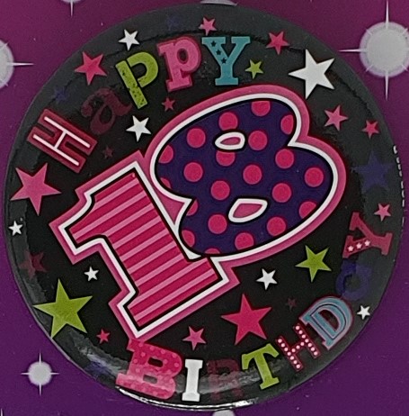 Pink Stars 18th Birthday Badge