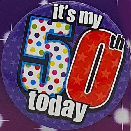 Purple 50th Birthday Badge