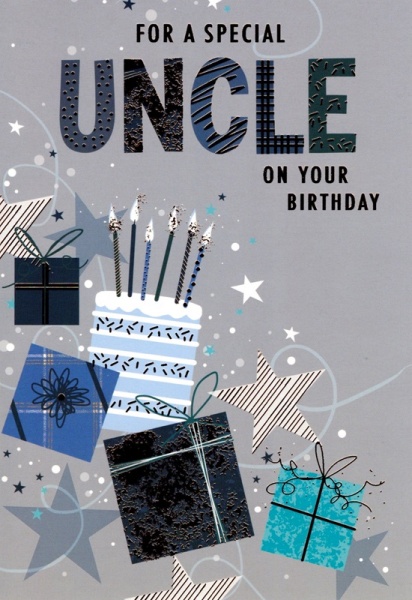 Cake & Gifts Uncle Birthday Card