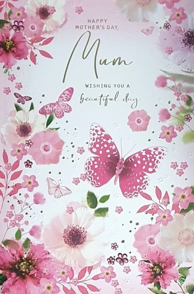 Pink Butterfly Mum Mother's Day Card