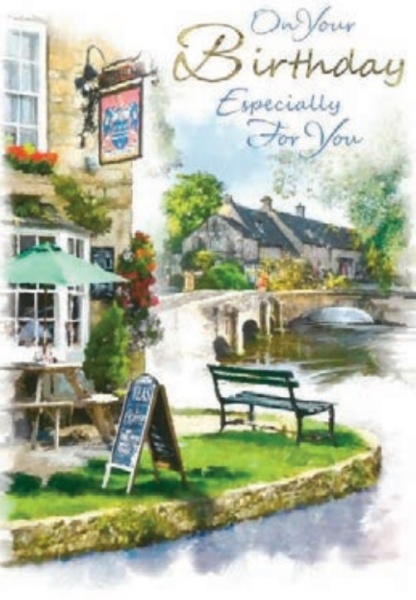 Pub By The River Birthday Card