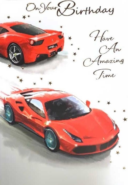 Red Sports Cars Birthday Card