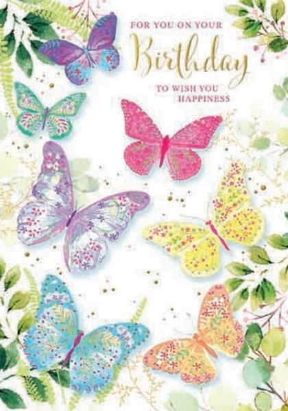 Flower Butterflies Birthday Card