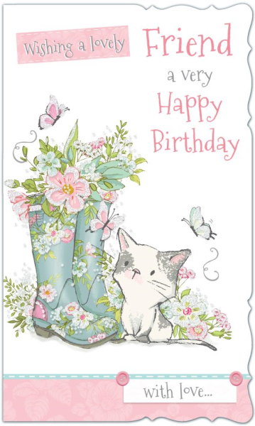 Floral Wellies Friend Birthday Card