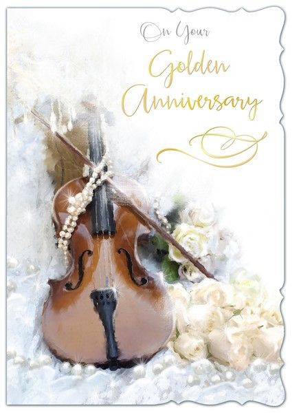 Violin Golden Wedding Anniversary Card