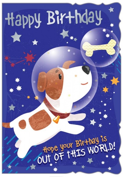 Astro Dog Birthday Card