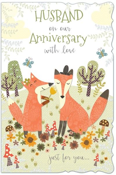 Foxes Husband Anniversary Card