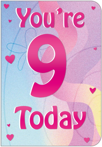 Little Hearts 9th Birthday Card