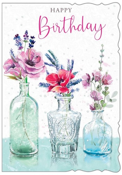 Flower Bottles Birthday Card