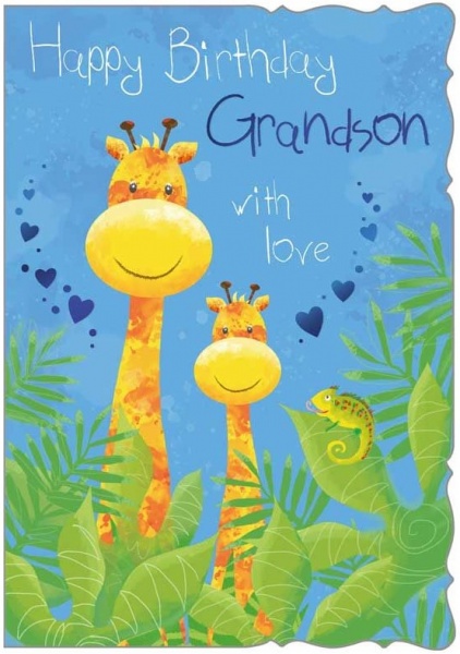 Giraffes Grandson Birthday Card