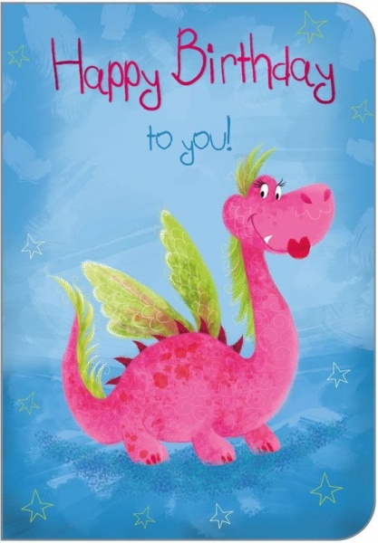 Pink Dragon Birthday Card