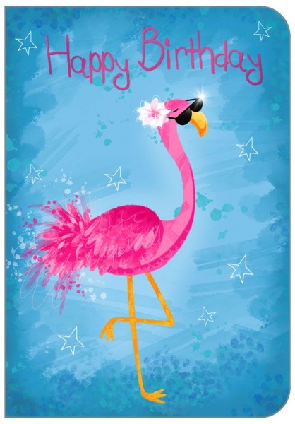 Pink Flamingo Birthday Card