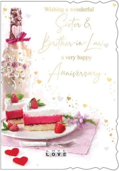 Strawberry Cake Sister & Brother-In-Law Anniversary Card