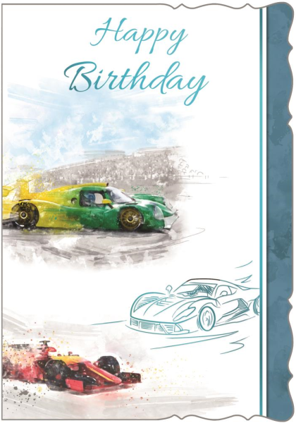 Racing Cars Birthday Card