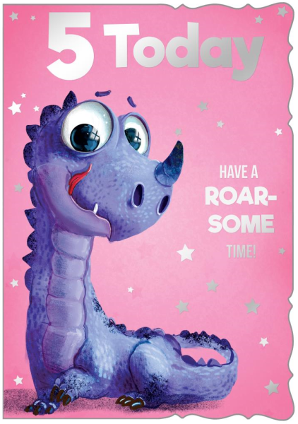 Purple Dragon 5th Birthday Card