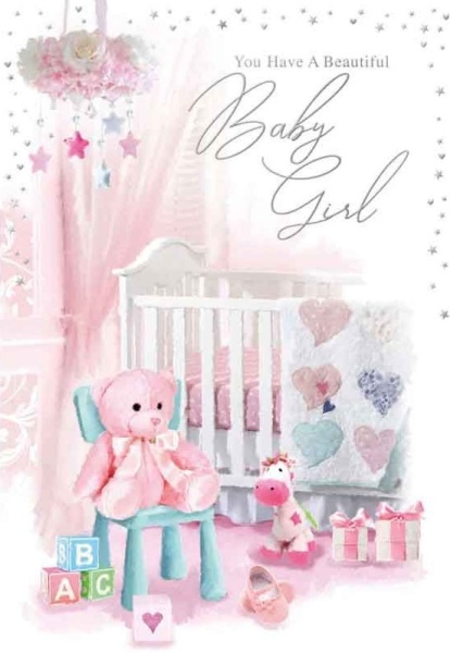 Teddy Bear New Baby Girl Card