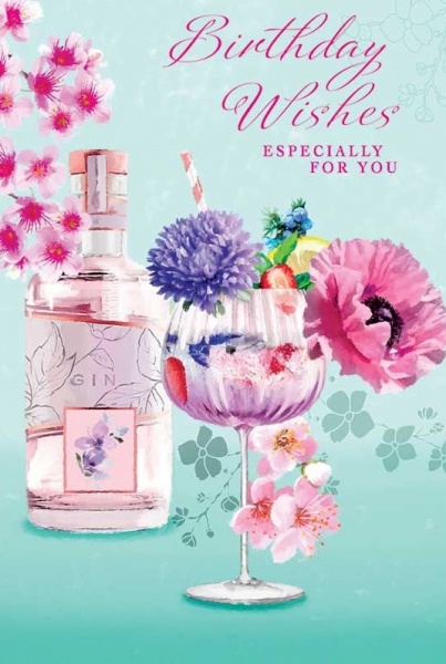 Blooms & Gin Birthday Card