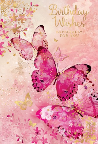 Pink Butterflies Birthday Card