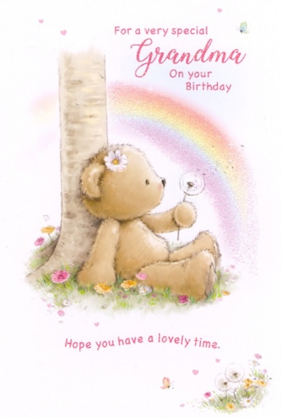 Dandelion Teddy Grandma Birthday Card
