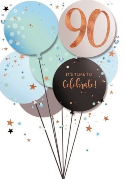 Blue Balloons 90th Birthday Card