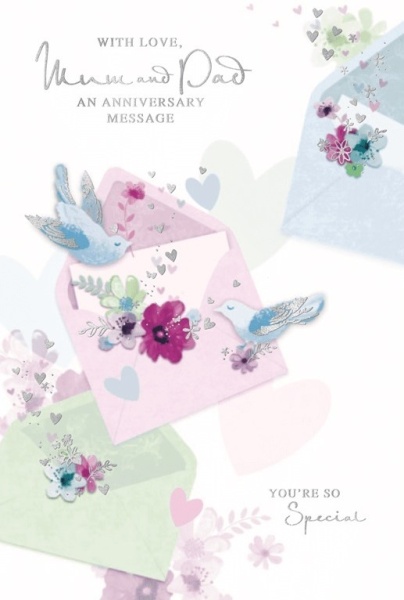 Love Birds Mum & Dad Anniversary Card