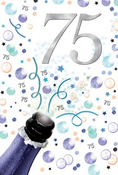 Bubbly 75th Birthday Card